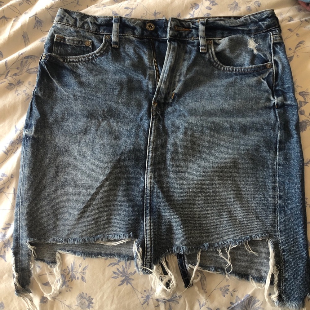 H&M Jagged Hem Jean Skirt